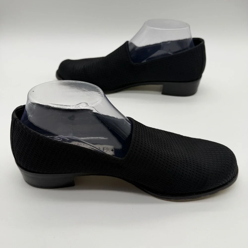 Donald J Pliner Women's Mesh Slip On Loafers Low Block Heels Black Size 9.5